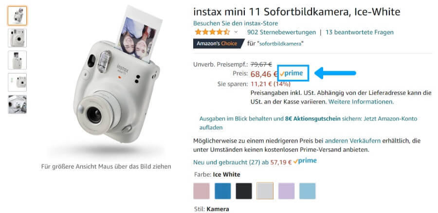 Das Prime-Icon wirkt verkaufsfördernd.