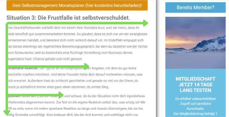 Beispiel F-Pattern Das F-Pattern kommt besonders bei Fließtexten zum Tragen.