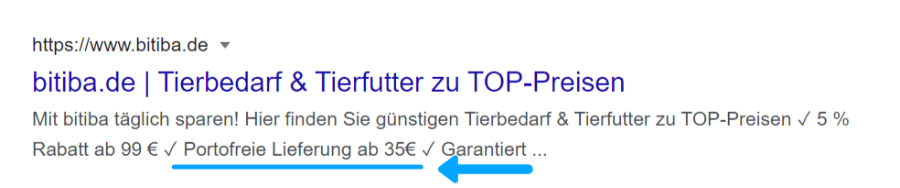 Geben Sie in der Mea-Description Infos zu den Lieferbedingungen.