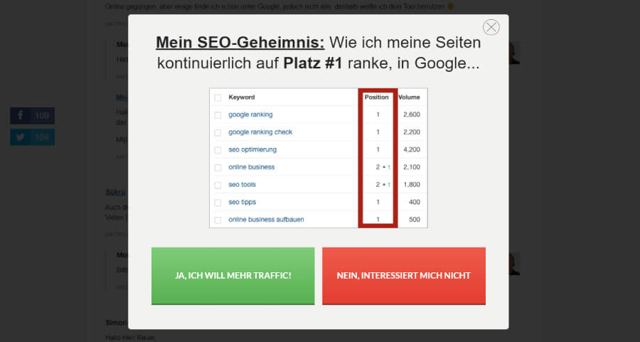 Beispiel Pop-up Beispiel Pop-up