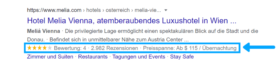 Das Rich Snippet bietet zusätzliche Informationen für die Nutzer.