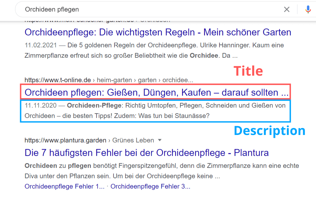 Ein Beispiel für Meta-Title und Meta-Description