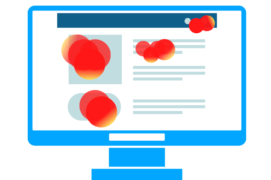 Heatmap Eine Heatmap zeigt an, welche Webseiten-Elemente die meiste Aufmerksamkeit bekommen.
