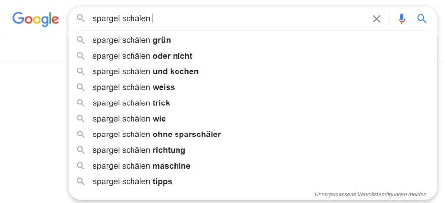 Google Suchvorschläge