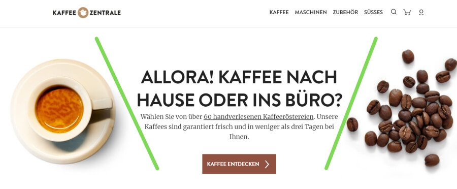 Beispiel visuelle Hierarchie Das Webdesign gleicht hier einer umgekehrten Pyramide.